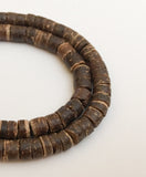 4-5mm Coconut Heishi, Coco Heishi, Natural Wood Beads, Coconut Shell Heishi  Brown 24" strand