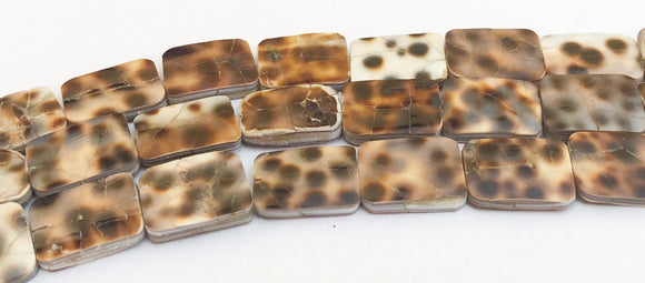 Shell beads, natural shell beads, cowrie shell beads rectangle-10pc