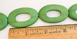 10 Wood Ring Beads Oval Frame Beads Dyed Wood Donut Rings Lime Green