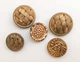 Black and gold vintage glass button lot-5pc