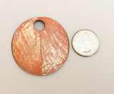 Round Shell Pendant, Inlaid Pendant, Large Shell Pendant 50mm round peach abalone