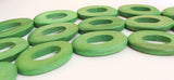 10 Wood Ring Beads Oval Frame Beads Dyed Wood Donut Rings Lime Green