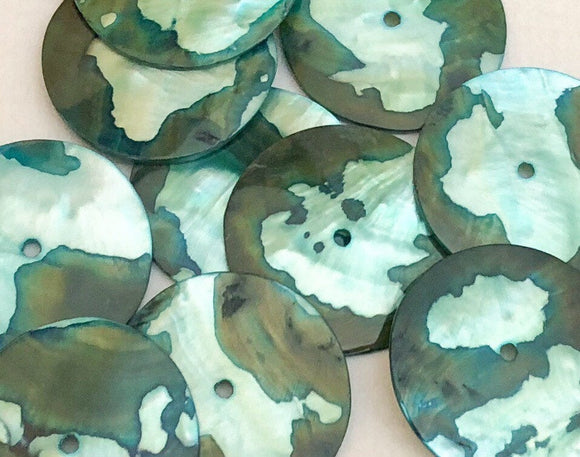12 round shell buttons for crafts and accessories blue 1 1/4