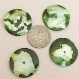 Large Shell Round Buttons Shell Disc Green  1  1/4 inch-10pc