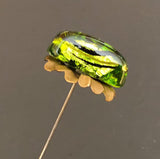 Green Hat Pin, Glass hat Pin, Vintage Hat Pin, Hat Pin Antique, Vintage Gift, Brass Hat Pin, Vintage Collectible, Unique Gift Ideas
