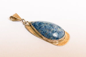 Vintage lapis pendant large 925 sterling silver