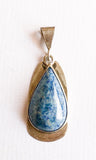 Vintage lapis pendant large 925 sterling silver