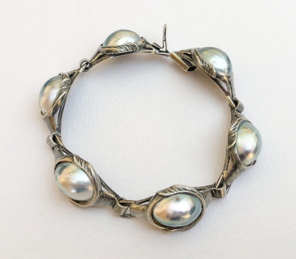 nautilus Shell Silver Bracelet, Link Bracelet, 8 Inch Bracelet, Vintage Bracelets Silver, Unique Silver Bracelet