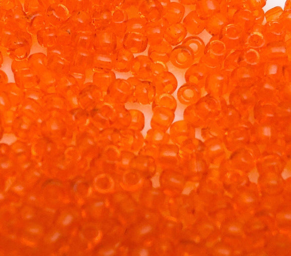30 Grams Japanese Seed Beads Destash Size 11/0- Transparent Bright Orange