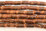 Wood Tube Beads, Mahogany Bark, Wood Barrel Beads 16&quot; strand Dark