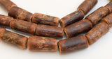 Wood Tube Beads, Mahogany Bark, Wood Barrel Beads 16&quot; strand Dark