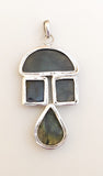 Vintage labradorite pendant large 925 sterling silver gemstone pendant