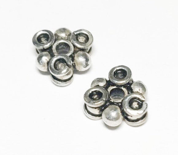 2 Sterling Silver Spacer Rondelle Triangle Beads
