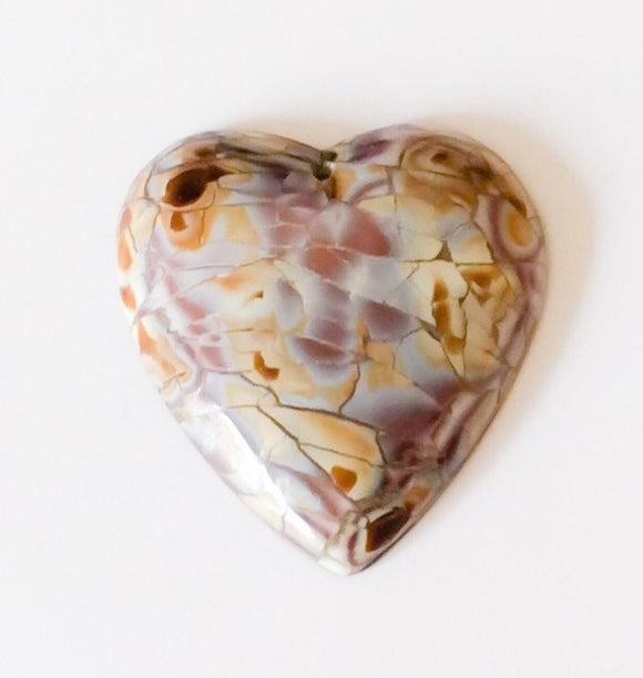 Inlaid shell pendant, cowrie shell pendant, heart shape pendant