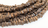 Small Brown Coconut Wood Chips, Coco Chips, Brown Coconut Shell, Natural Wood Beads 16" strand