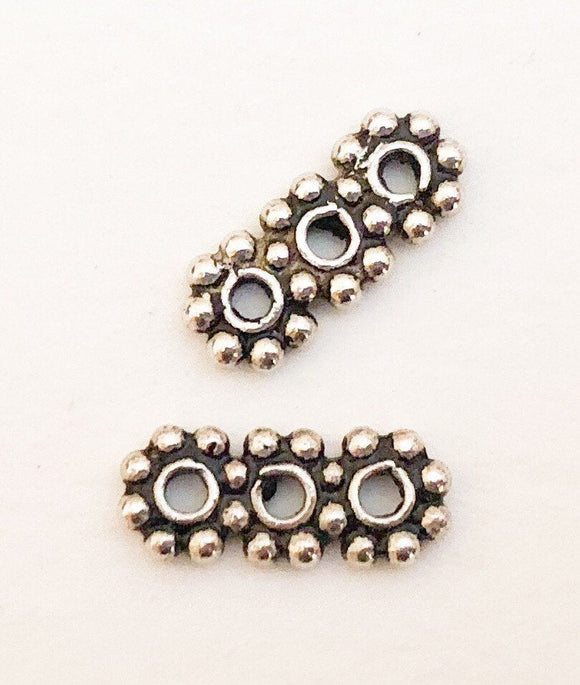 2 Daisy Spacers 5mm Sterling Silver 3 strand