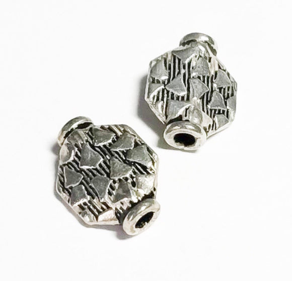 Bali Sterling Silver Beads Flat Oval Oxidized Focal-2pc