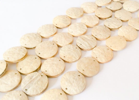 Wood disc coconut, natural wood beads, bleached unpolished coconut wood connector 10pc.