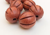 Carved Round Wood Beads 20mm Brown 16" strand