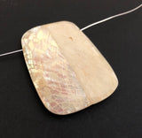 Large White Shell bead, focal bead, inlaid shell bead, white abalone shell crackle