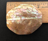 Large shell pendant, focal bead, inlaid shell bead brownlip hexagon