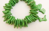 Coconut Wood Chips, Medium Coco Chips, Coconut Shell Lime Green, Natural Wood Beads 7" strand