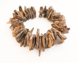 Medium Coconut Wood Chips, Coco Chip Brown, Coconut Shell, Natural Wood Beads 7 1/2&quot; strand