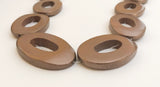Wood Connector Beads, Donut Ring Beads, Oval Frame Beads, Bronze-10pc