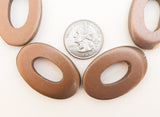 Wood Connector Beads, Donut Ring Beads, Oval Frame Beads, Bronze-10pc