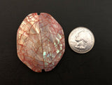 Abalone Focal Bead, Large Shell Inlaid Bead Red