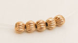 4mm Gold Filled Round Fancy Corrugated  Beads Spacers-5pc