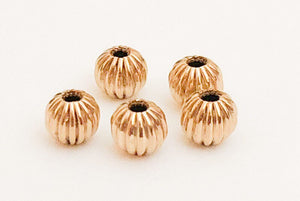 4mm Gold Filled Round Fancy Corrugated  Beads Spacers-5pc