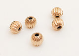 4mm Gold Filled Round Fancy Corrugated  Beads Spacers-5pc