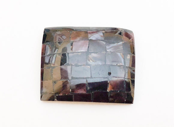 Inlaid Shell, Shell Mosaic, Focal Bead Violet Oyster Cabochon Rectangle