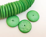30pc Coconut Shell Rondelle Pukalet Discs 20mm Lime Green