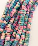 4-5mm Coconut Beads, Natural Wood Beads, Coco Rondelle Pukalet Pink/Blue/Cream 16" strand