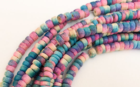 4-5mm Coconut Beads, Natural Wood Beads, Coco Rondelle Pukalet Pink/Blue/Cream 16