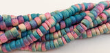 4-5mm Coconut Beads, Natural Wood Beads, Coco Rondelle Pukalet Pink/Blue/Cream 16" strand
