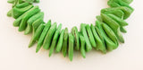 Coconut Wood Chips, Medium Coco Chips, Coconut Shell Lime Green, Natural Wood Beads 7" strand