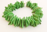 Coconut Wood Chips, Medium Coco Chips, Coconut Shell Lime Green, Natural Wood Beads 7" strand