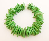 Coconut Wood Chips, Medium Coco Chips, Coconut Shell Lime Green, Natural Wood Beads 7" strand