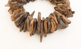 Medium Coconut Wood Chips, Coco Chip Brown, Coconut Shell, Natural Wood Beads 7 1/2&quot; strand