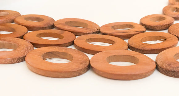 Bayong beads, flat oval ring, Oval donut ring, frame beads, natural wood beads-10pc