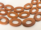 Bayong beads, flat oval ring, Oval donut ring, frame beads, natural wood beads-10pc