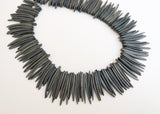 30 Coco sticks, Coconut Shell Spike Sticks Beads, Focal Beads Gray