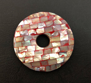 Inlaid Shell Donut Ring 50mm Large Mosaic Red