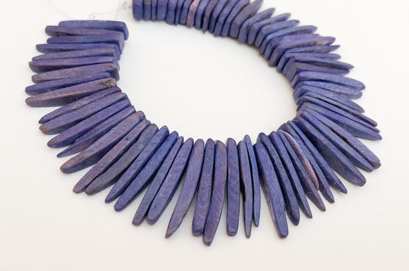 Periwinkle Blue Stick Beads, Coco Sticks, Coconut Shell Beads~7 1/2