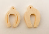 4 Carved Bone Horseshoe Charms