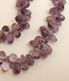 Purple Amethyst Briolette, Semiprecious Teardrop Beads, Side Drilled~14" strand