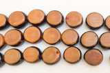 Natural Buri Nut Beads 16" strand Mustard Flat Round Coin Shape